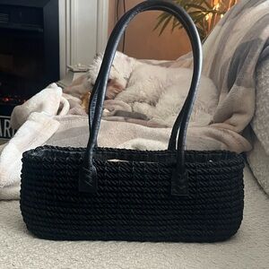 Elegant Black Woven Handbag
